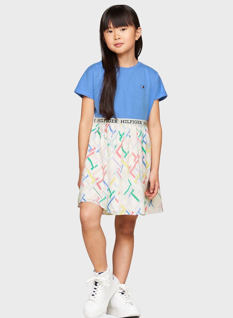 Youth Monogram Tiered Dress
