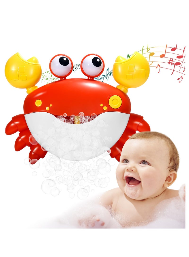 Crab Bubble Machine Bath Toy:Bath Bubble Maker,Blow Bubbles and Plays Children’s Songs,Bath Toys for Toddlers 1-3,Battery Operated (Red)