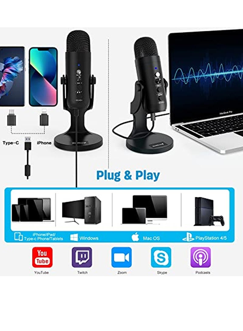 Jmary MC-PW8 Multifunctional USB Recording Microphone for Podcast Gaming and Live Streaming