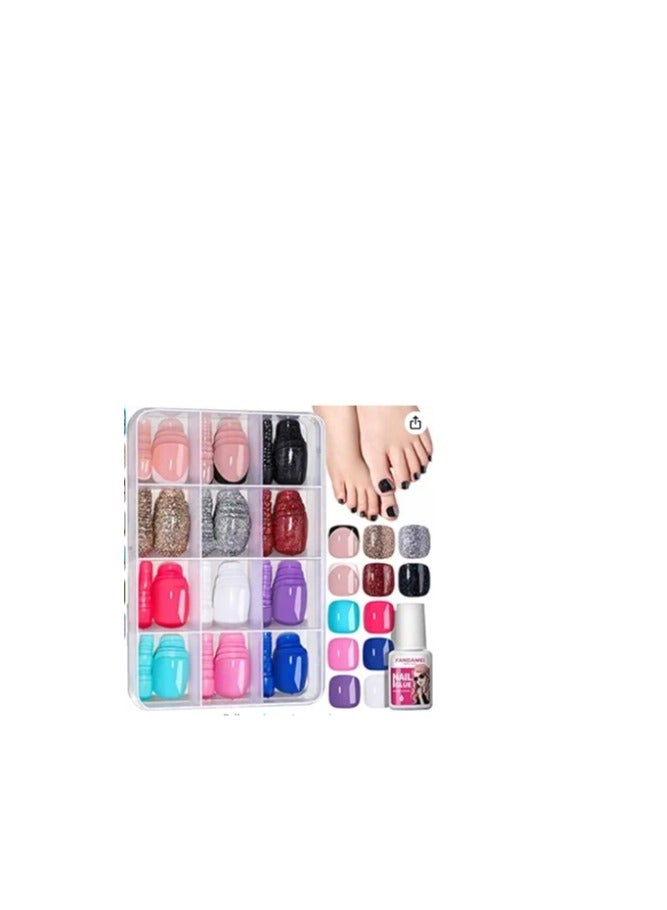 24-Pieces Reusable Square Finished Fake Toes Nails