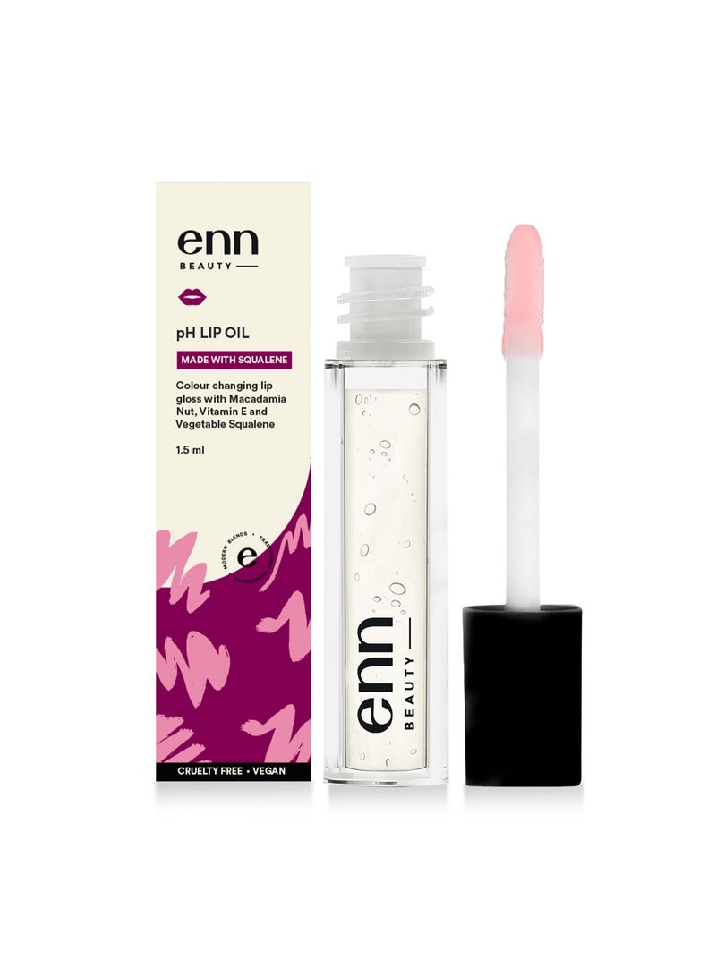 ENN Beauty pH Lip Gloss Non Sticky Color Changing Lip Oil with Squalene Macadamia Nut and Vitamin E for Soft and Plump Lips 1.5ml