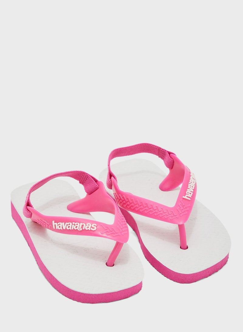 Kids Traditional Fip Flops Slides Pink/White