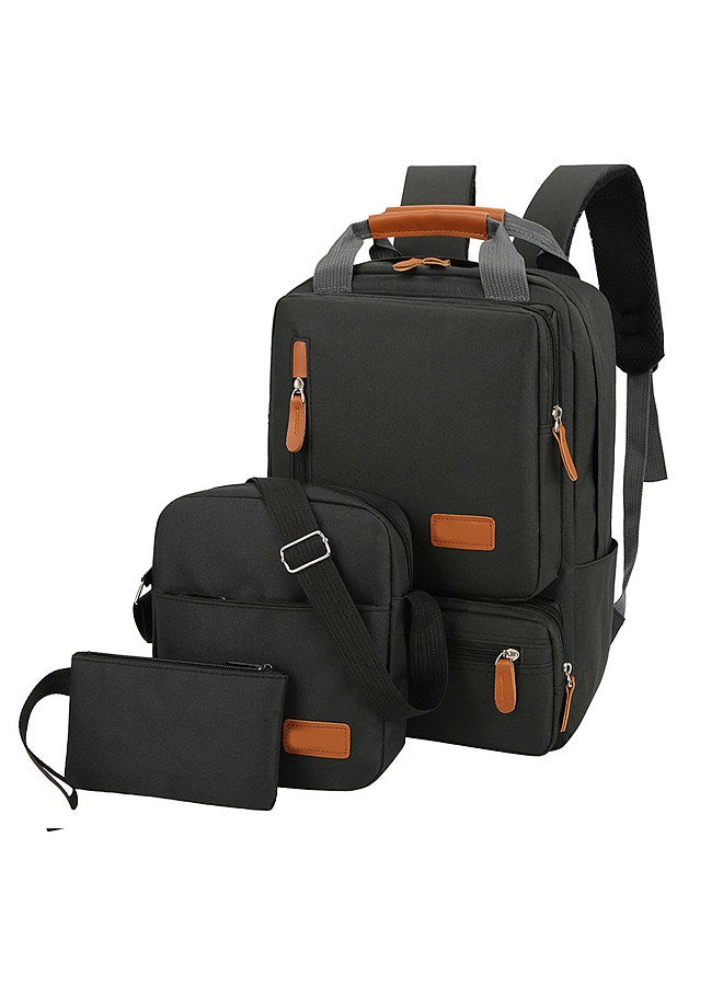 3pcs Backpack Set Women Men Laptop Backpack Shoulder Bag Small Pocket for Travel School Business Work College Fits Up to 14.5inches