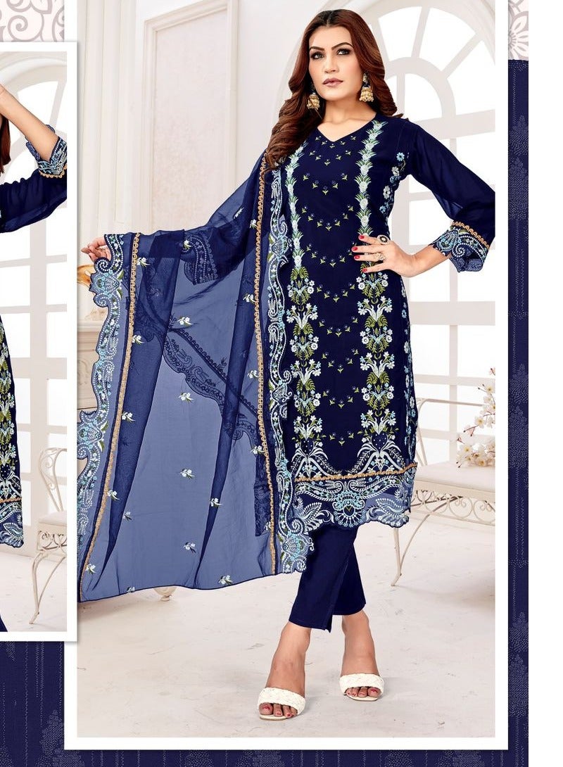 Women's Fancy Georgette any Function Wear Blue Pakistani Dress