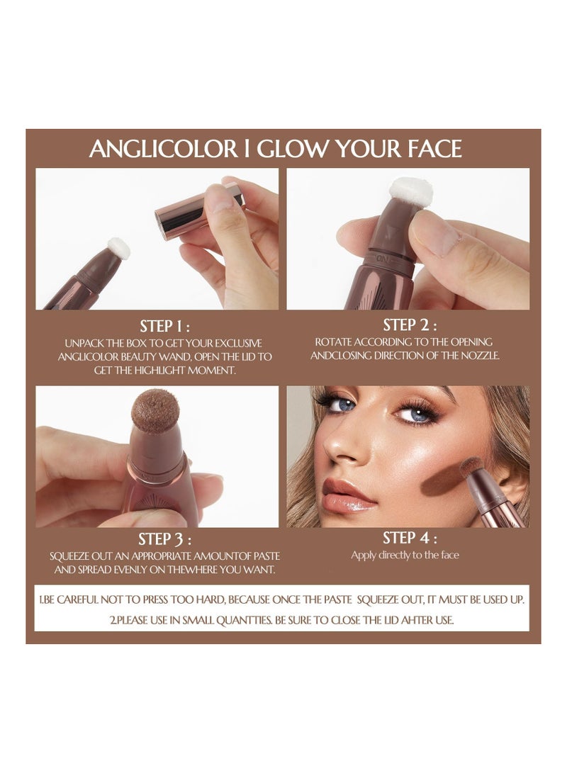 Liquid Highlighter Makeup Stick, Dewy Finish, Moisturizing Silky Smooth Texture, Cream Highlighter Lightweight, Easy To Spread, Long-lasting Natural Makeup Effect (01#Spotlight)