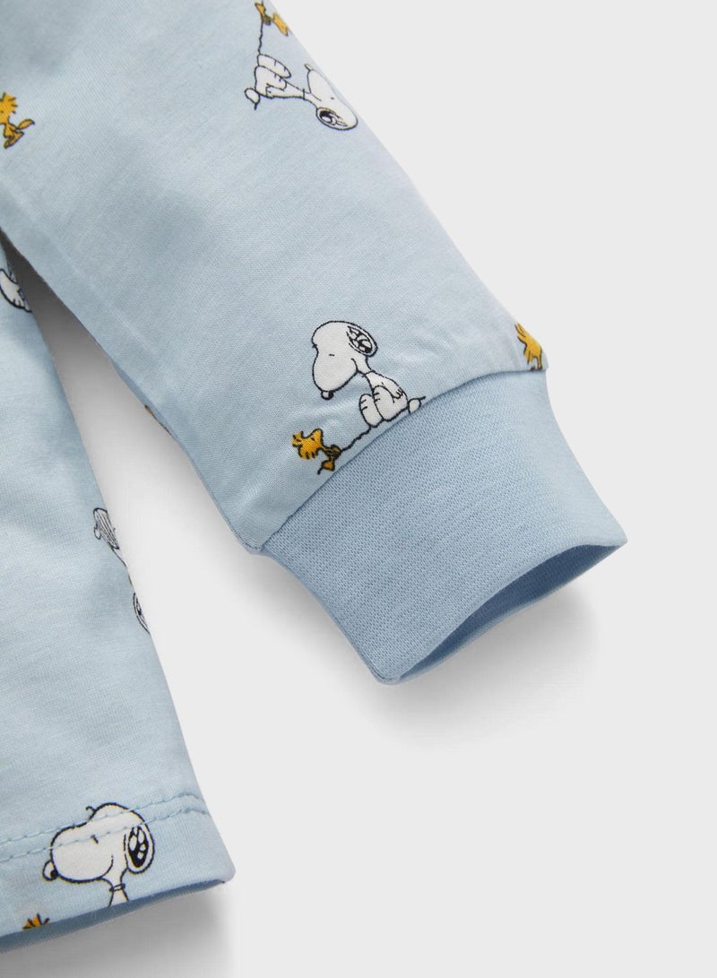 2 Piece Regular Fit Crew Neck Snoopy Licensed Knit
