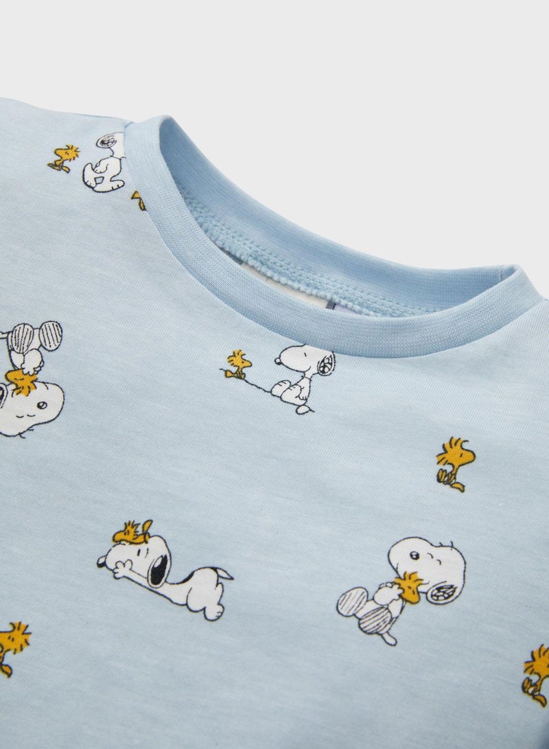 2 Piece Regular Fit Crew Neck Snoopy Licensed Knit