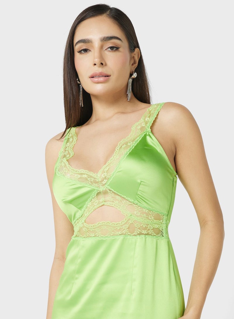 Lace Trim Midi Dress