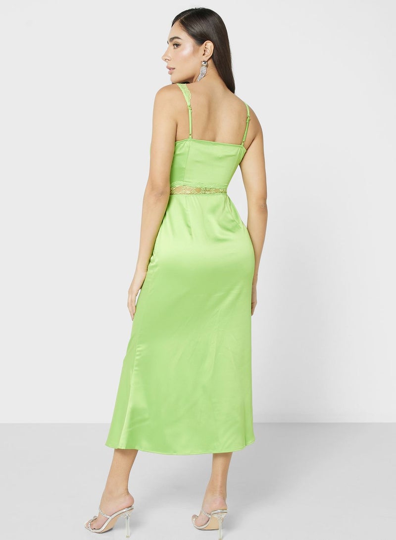 Lace Trim Midi Dress