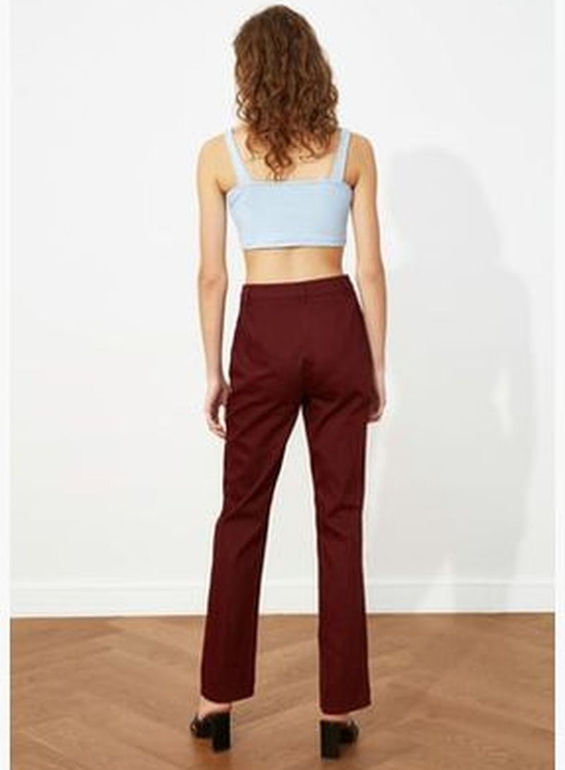 Claret Red Wide Leg Pants TWOSS21PL0109