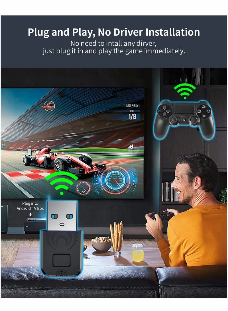 Bluetooth Controller Adapter, for PS4/ PS5/ Switch Pro Controller, Wireless Controller Adapter, Compatible with Windows PC/ Android TV Box/ Steam