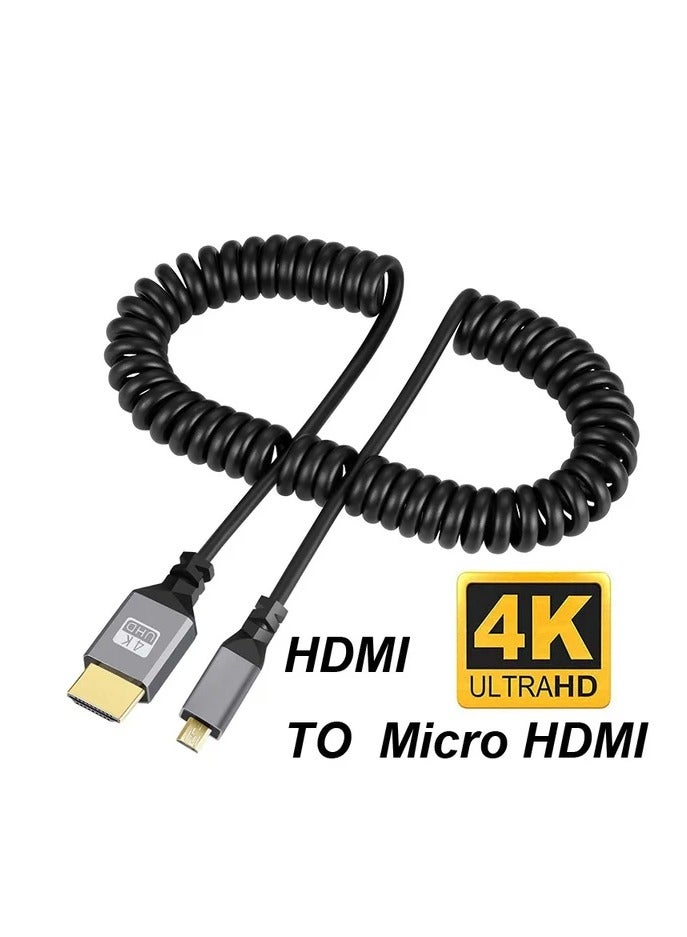 HDMI Male to Micro Male Flexible Coiled Cable 4K 60HZ Size 0.5-2.4M
