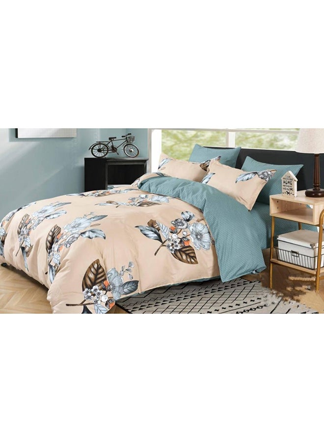 King Size Flat Bed Sheet 6 Piece Set of 1 Flat Bed Sheet, 1 Duvet Bed Cover, 2 Cushion Cover and 2 Pillowcase