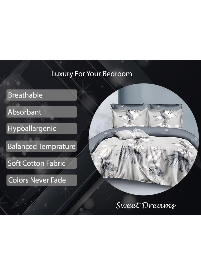 Duvet Cover Set 6 Pieces Cotton King Size Luxurious Bedding Set, Modern and Attractive Bedding Set with 1xFlat Sheet, 1xDuvet Cover, 4xPillow Cases