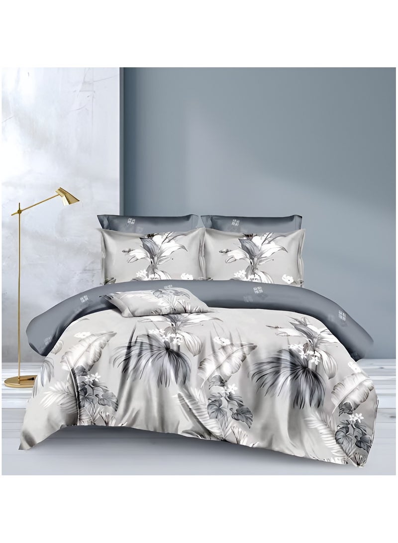 Duvet Cover Set 6 Pieces Cotton King Size Luxurious Bedding Set, Modern and Attractive Bedding Set with 1xFlat Sheet, 1xDuvet Cover, 4xPillow Cases