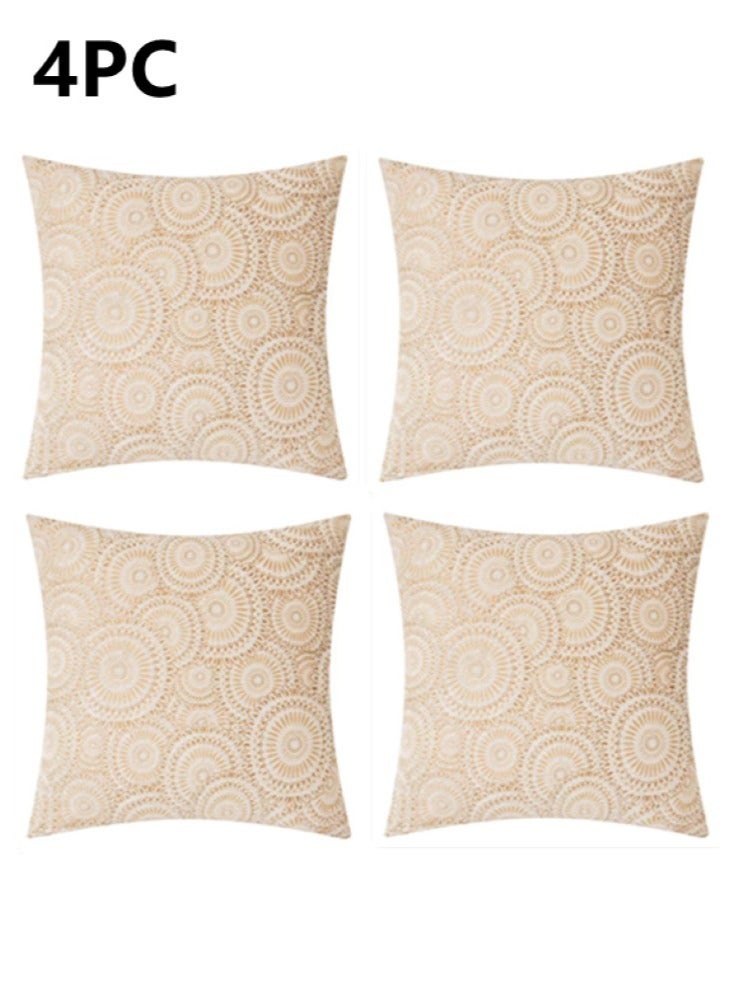 4-Pieces Decorative Cushion Cover Pillow Cases Polyester White And Gold 45x45 Centimeter