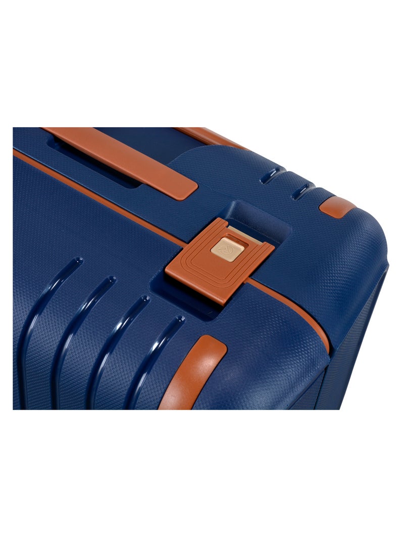 Vertica Hard Case Travel Bag Large Luggage Trolley Polypropylene Lightweight Suitcase 4 Quiet Double Spinner Wheels With TSA Lock B0006 Dark Blue Brown Trim