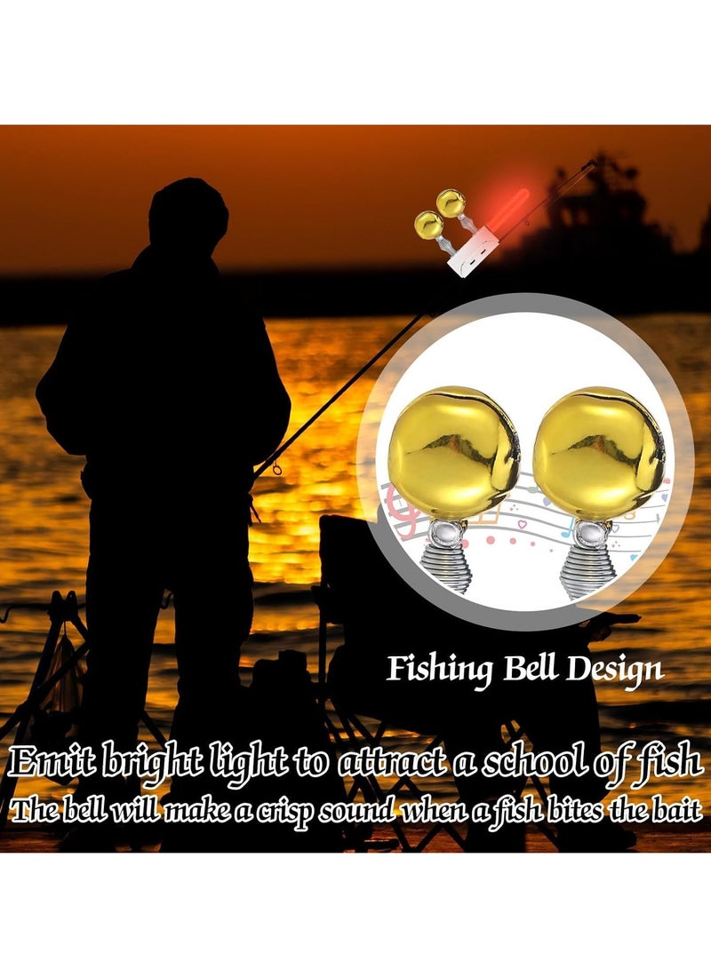 Fishing Glow Sticks with Alarm Bell,Night Fishing Alert Glow Stick, LED Fishing Pole Light Night Fishing Strike Bite Alarm Rod Waterproof Luminous Rod 9 Pcs 2.5 Inch