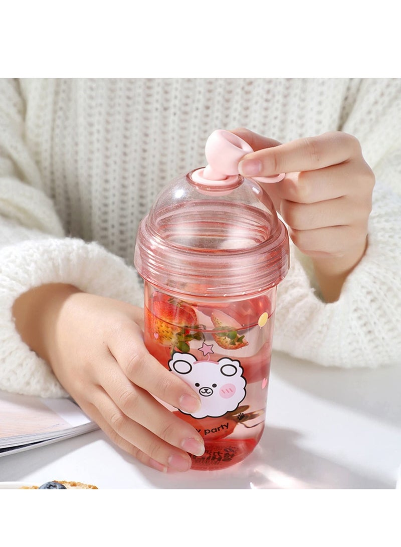 Bubble Tea Cup Reusable Plastic Tumbler with Straw Ice Coffee Tumbler Lid and Strap Wide Mouth Tea Cups, Straw Cup for Boba Coffee Drinks 23oz or 680ml BPA Free Dishwasher Safe Pink
