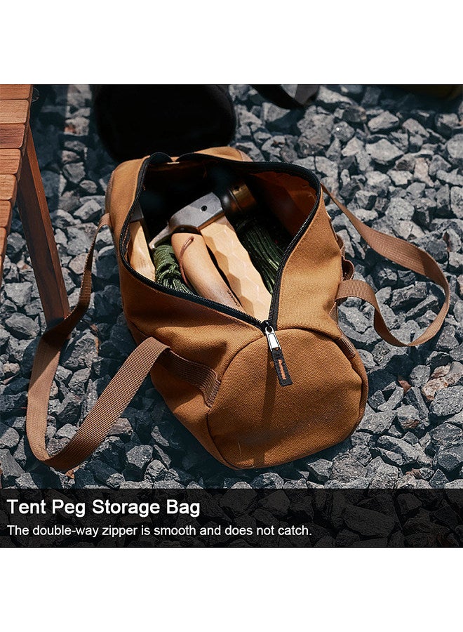 Outdoor Camping Tent Peg Ground Nail Storage Bag Tent Hammer Long Ground Nail Storage Bag Portable Canvas Tent Install Tools Organizer