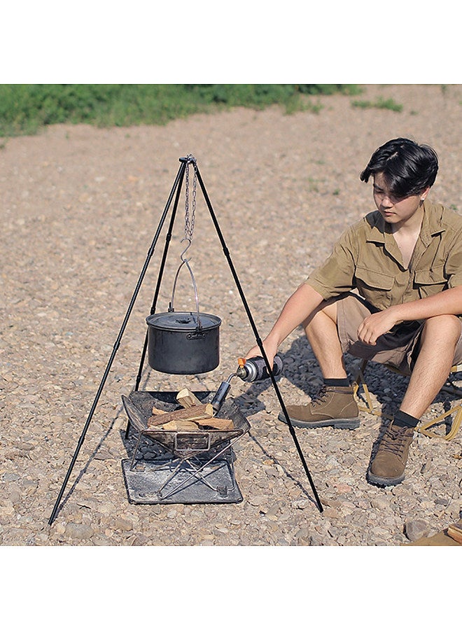 Detachable Outdoor Campfire Tripod Bonfire Rack Portable Aluminum Alloy Hung Pot Stand Folding Bracket for Camping Picnic BBQ