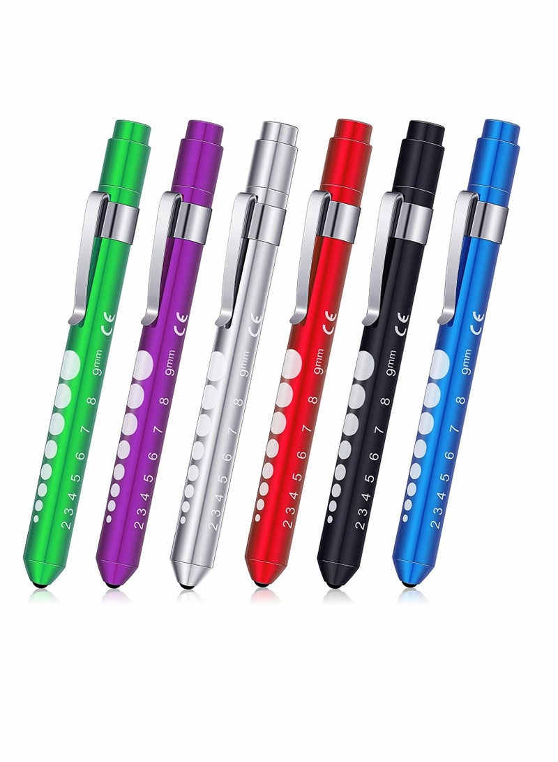 Mini LED Flashlight Small Handy Reusable LED Torch Pen Flashlight with Stainless Steel Clip for Medical Checking Home and Outdoor Activities Pen Torch Light for Nurse Students Doctors (6 Pcs)