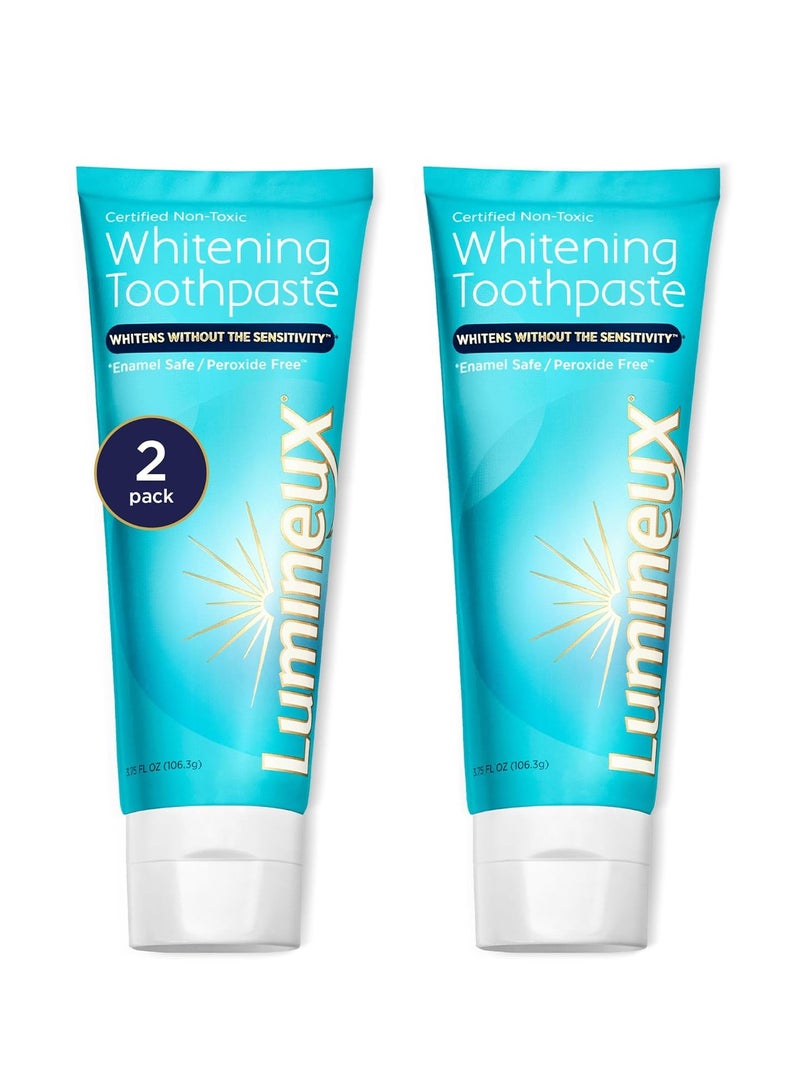 Lumineux Teeth Whitening Toothpaste 2 Pack Peroxide Free Enamel Safe for Sensitive Whiter Teeth Certified Non-Toxic, Fluoride Free, No Alcohol, Artificial Colors, SLS Free Dentist Formulated - 3.75 Oz