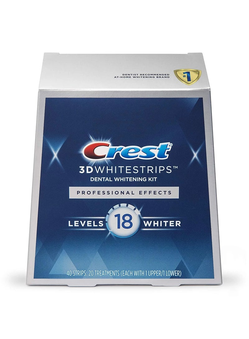 Crest 3D Whitestrips Dental Whitening Kit Professional Effects 40 Strips 20 Treatments Level 18