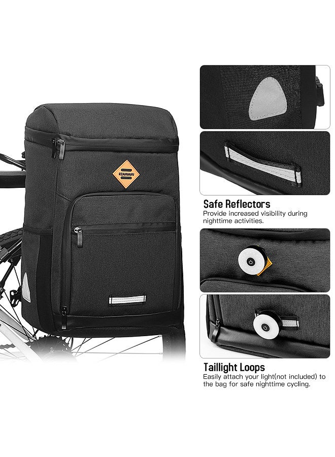 3-In-1 Bicycle Insulation Bag Reflective Rear Rack Pannier Water-repellent Bike Shoulder Backpack