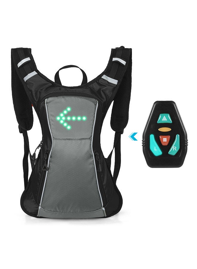 LED Turn Signal Backpack IPX5 Waterproof Reflective Backpack with Direction Indicator USB Rechargeable Safety Light Bag Wireless Remote Control Bicycle Bag for Cycling Running Walking Jogging
