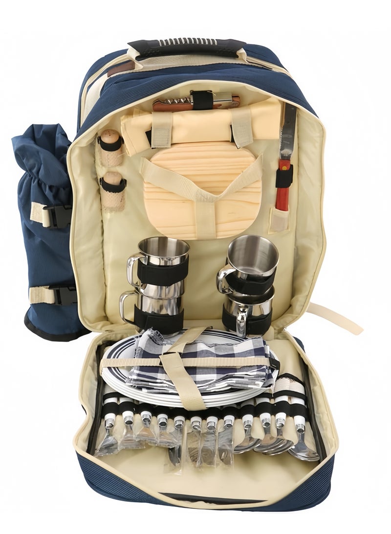 Outdoor Camping Insulated Backpack Picnic Utensil Set - 26 Piece Kit