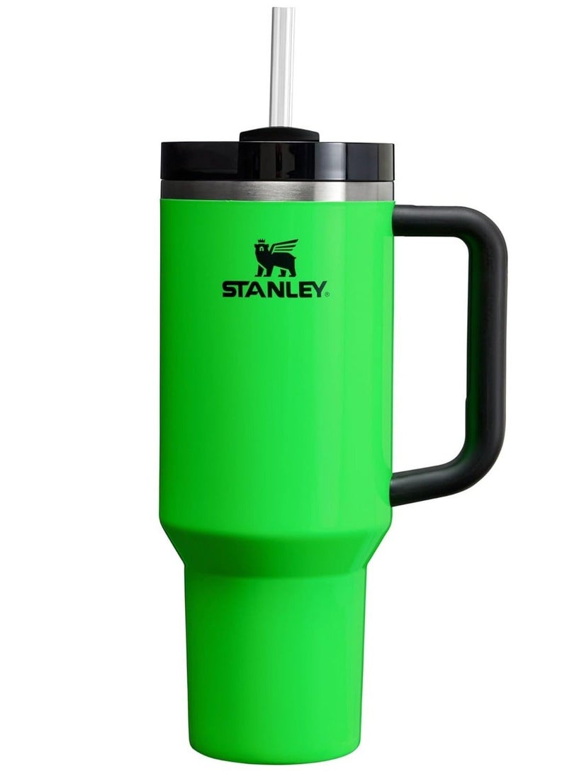 Stanley Quencher H2.0 FlowState Stainless Steel Vacuum Insulated Tumbler with Lid and Straw for Water, Iced Tea or Coffee,Neon Green,40oz