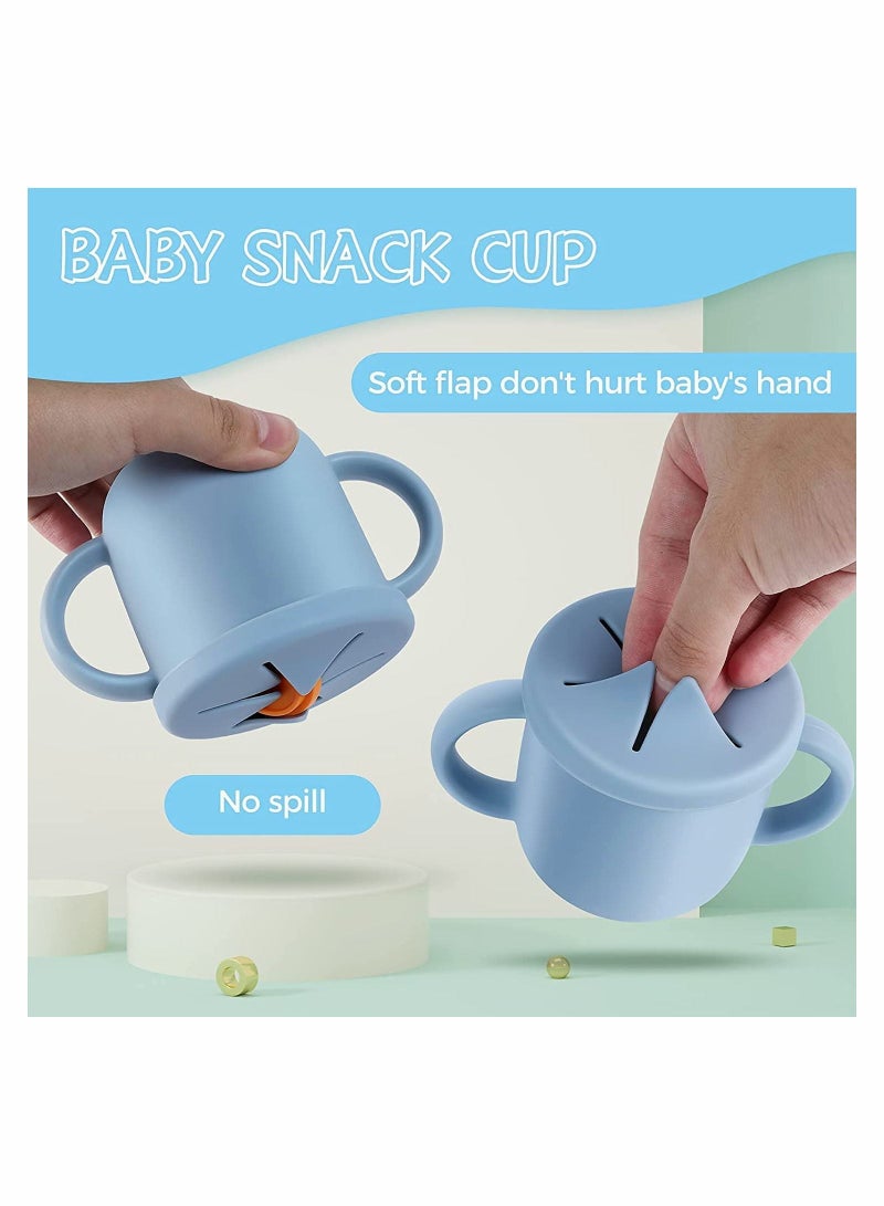 Silicone Sippy Cups for Baby, Toddlers Sippy Cup & Snack Container 2-in-1(Turquoise Green)