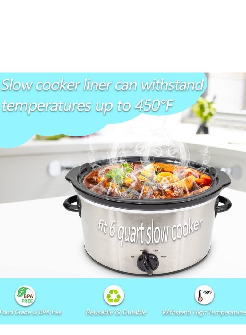 Slow Cooker Liners Fit Most 6QT Crockpot, Large Size Crock Pot Liners Reusable/BPA Free/Leakproof/Dishwasher Silicone Crockpot Liners 6-8QT Divider Slow Cooker Divider, Grey