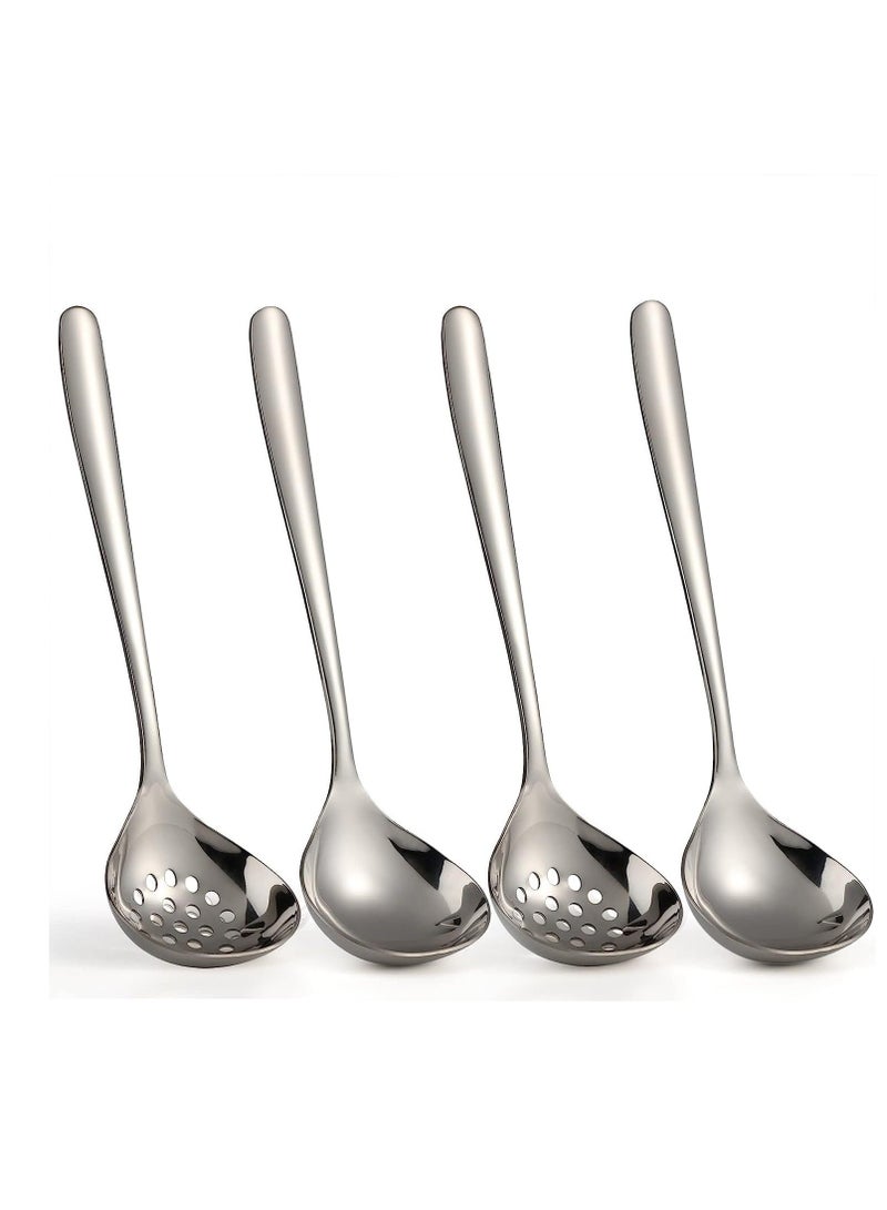 Stainless Steel Serving Spoons, 4 Pcs Catering Serving Utensils, Slotted Serving Spoons, Skimmer Perforated Spoons, Stainless Steel Buffet Banquet Spoons, for Party Buffet Catering Banquet