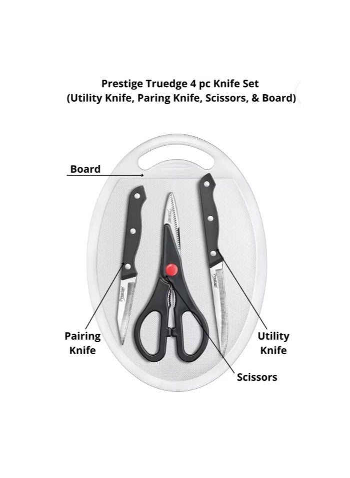 KITCHEN TOOL SET OF 4 PRESTIGE(Utility Knife, Paring Knife, Scissors, & Board)