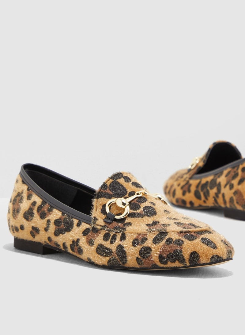 Bej Moccasin With Leopard Print