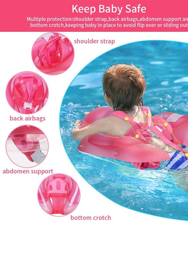 Baby Swim Float with Detachable Sunshade Canopy and Safe Seat