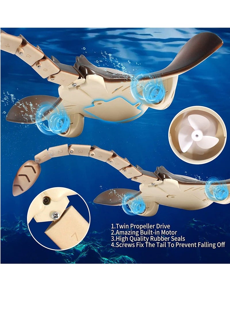 Pool Toys Remote Control Shark Boat High Simulation Stingray Underwater Animal Water Toys for Kids Age 8-12 RC Boats for Lake Swimming Pool Bathroom Diving Toys Boys Girls Gifts