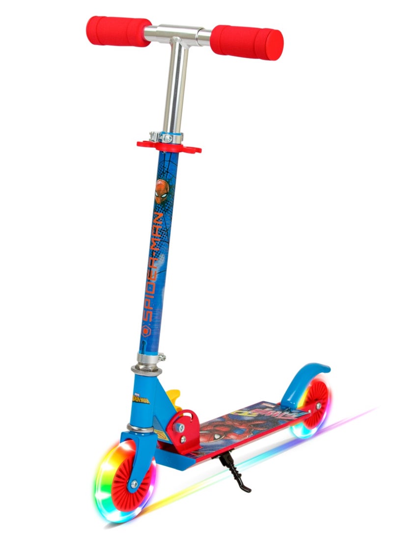 Disney Spiderman Kids Kick Scooter | Light-Up Wheels | Lightweight Frame | Height-Adjustable Handlebar | Easy-Fold Mechanism | Kids scooter