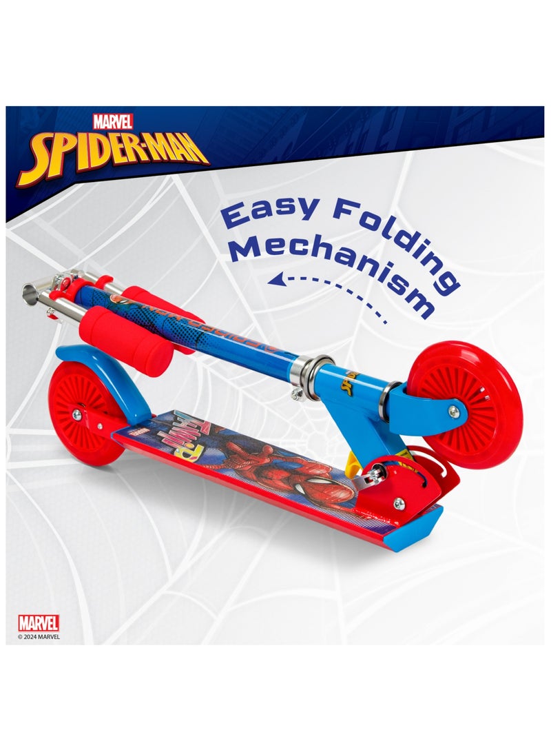 Disney Spiderman Kids Kick Scooter | Light-Up Wheels | Lightweight Frame | Height-Adjustable Handlebar | Easy-Fold Mechanism | Kids scooter