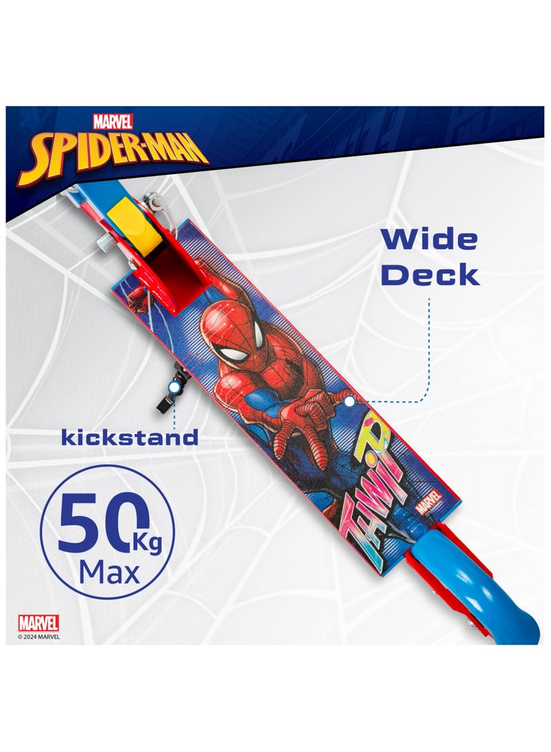 Disney Spiderman Kids Kick Scooter | Light-Up Wheels | Lightweight Frame | Height-Adjustable Handlebar | Easy-Fold Mechanism | Kids scooter