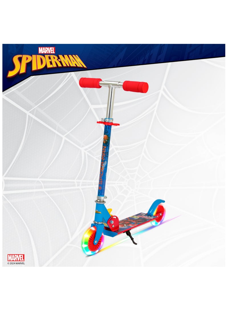 Disney Spiderman Kids Kick Scooter | Light-Up Wheels | Lightweight Frame | Height-Adjustable Handlebar | Easy-Fold Mechanism | Kids scooter