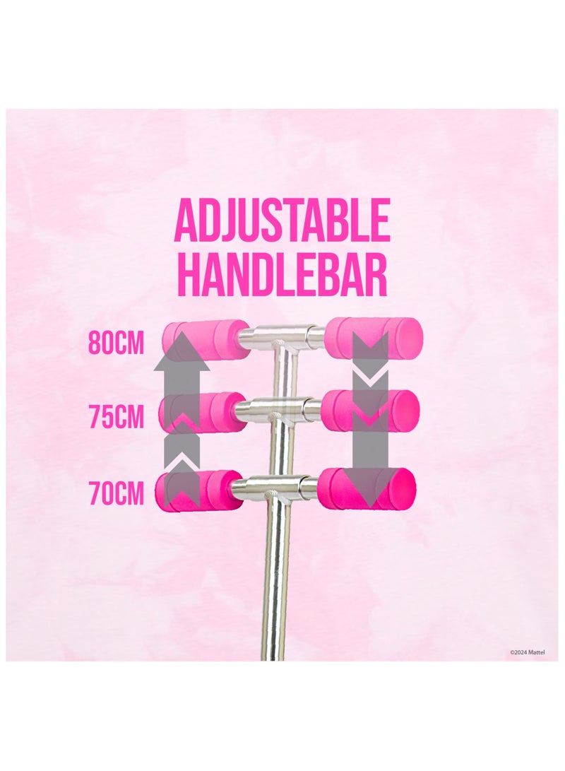 Mattel Barbie Kids Kick Scooter | Light-Up Wheels | Lightweight Frame | Height-Adjustable Handlebar | Easy-Fold Mechanism | Kids scooter