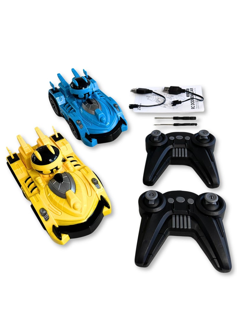SYOSI Remote Control Bumper Cars, for Toddler Set of 2 Players Racing Match with Catapult Figures Popping Up, for Boys 4-8 Years Ejecting Car Toy Game
