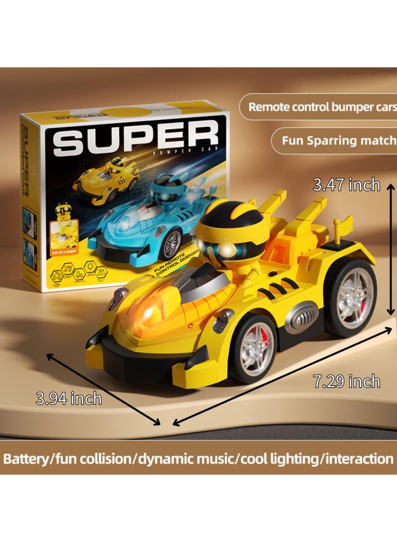 SYOSI Remote Control Bumper Cars, for Toddler Set of 2 Players Racing Match with Catapult Figures Popping Up, for Boys 4-8 Years Ejecting Car Toy Game