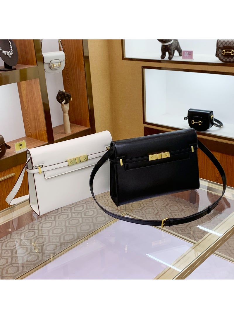 Women's Fashionable Elegant Crossbody Bag Premium Leather - Black