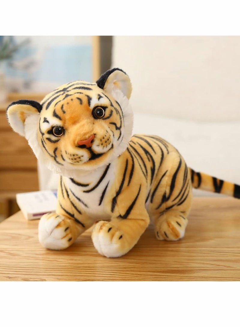Plush Tiger Toy, 27 cm Realistic Stuffed Tiger Toy Jungle Zoo Tiger Stuffed Animal Tiger Throw Pillow for Kids Child Boys Girls Friends Birthday Party Children's Day Gift