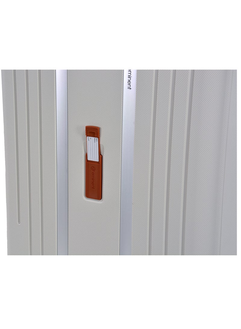 Vertica Hard Case Travel Bag Large Luggage Trolley Polypropylene Lightweight Suitcase 4 Quiet Double Spinner Wheels With TSA Lock B0006 Off White Brown Trim