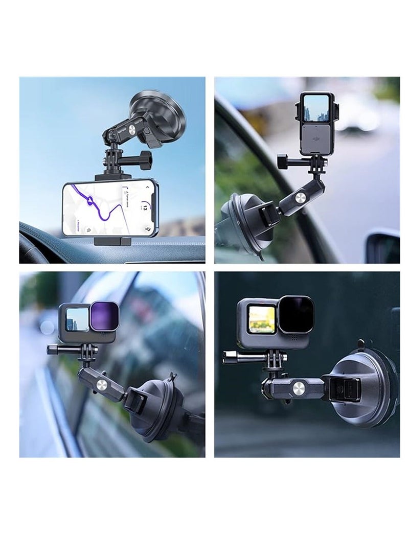 Car Suction Cup Mount for GoPro, Insta 360 Phones, Windshield Window Dashboard Holder Boats Vehicle Attach for Go Pro Max Mini Hero 11 10 9 8 7 6 5 Insta 360 X2 X3 DJI Action 2 3 Accessories